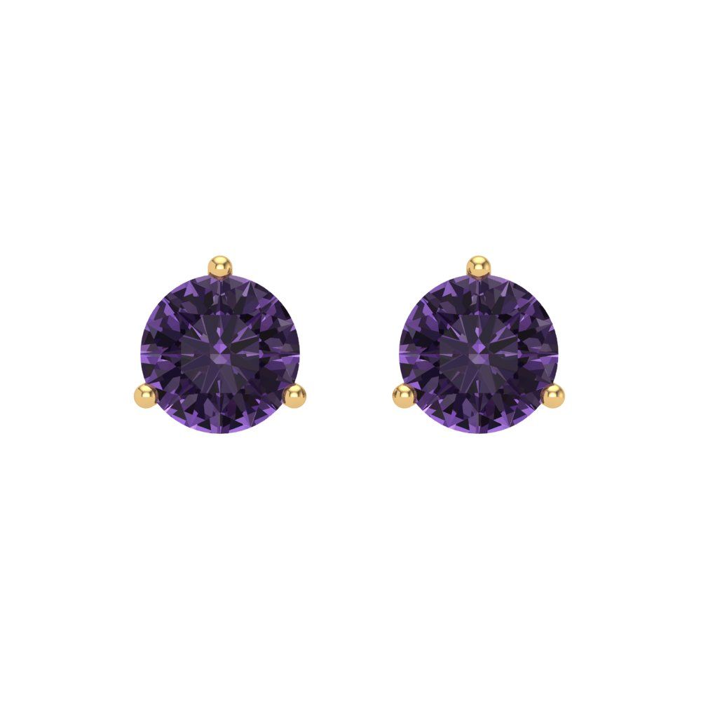 1.5 ctw Alexandrite Studs Earrings | 6mm Round Cut White Gold Screw back | June Birthstone