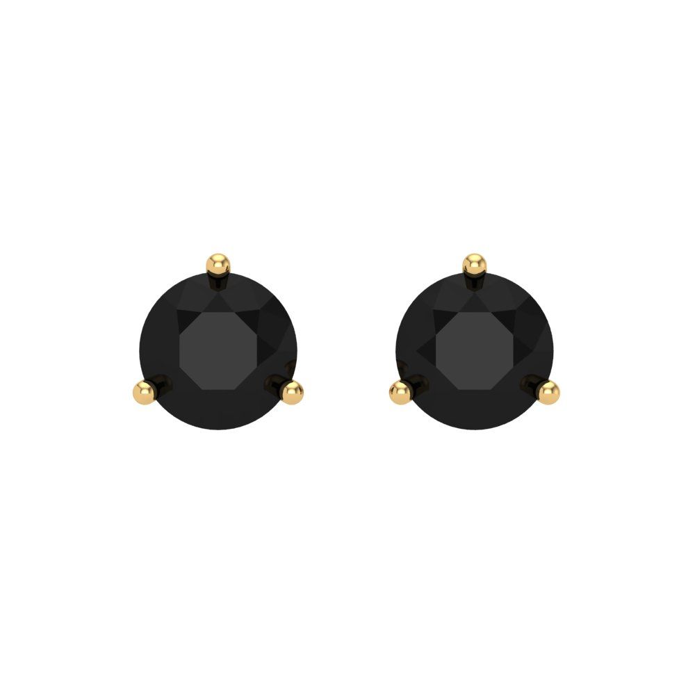 1.5 ctw Onyx Studs Earrings | 6mm Round Cut White Gold Screw back | July Birthstone