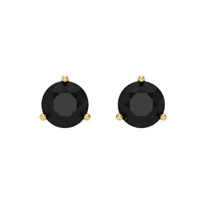 1.5 ctw Onyx Studs Earrings | 6mm Round Cut White Gold Screw back | July Birthstone