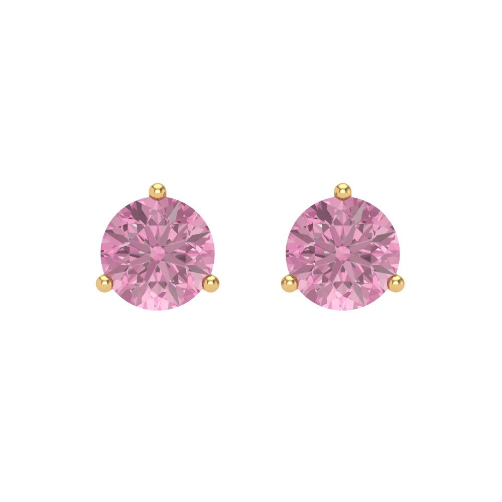 1.5 ctw Pink Zirconia Studs Earrings | 6mm Round Cut White Gold Screw back | April Birthstone
