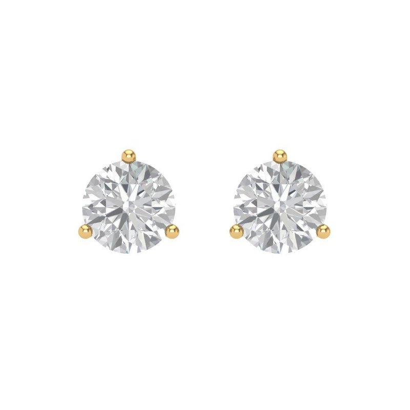 1.5 ct Brilliant Round Cut Solitaire Studs Natural Diamond Stone Clarity SI1-2 Color G-H Yellow Gold Earrings Screw back