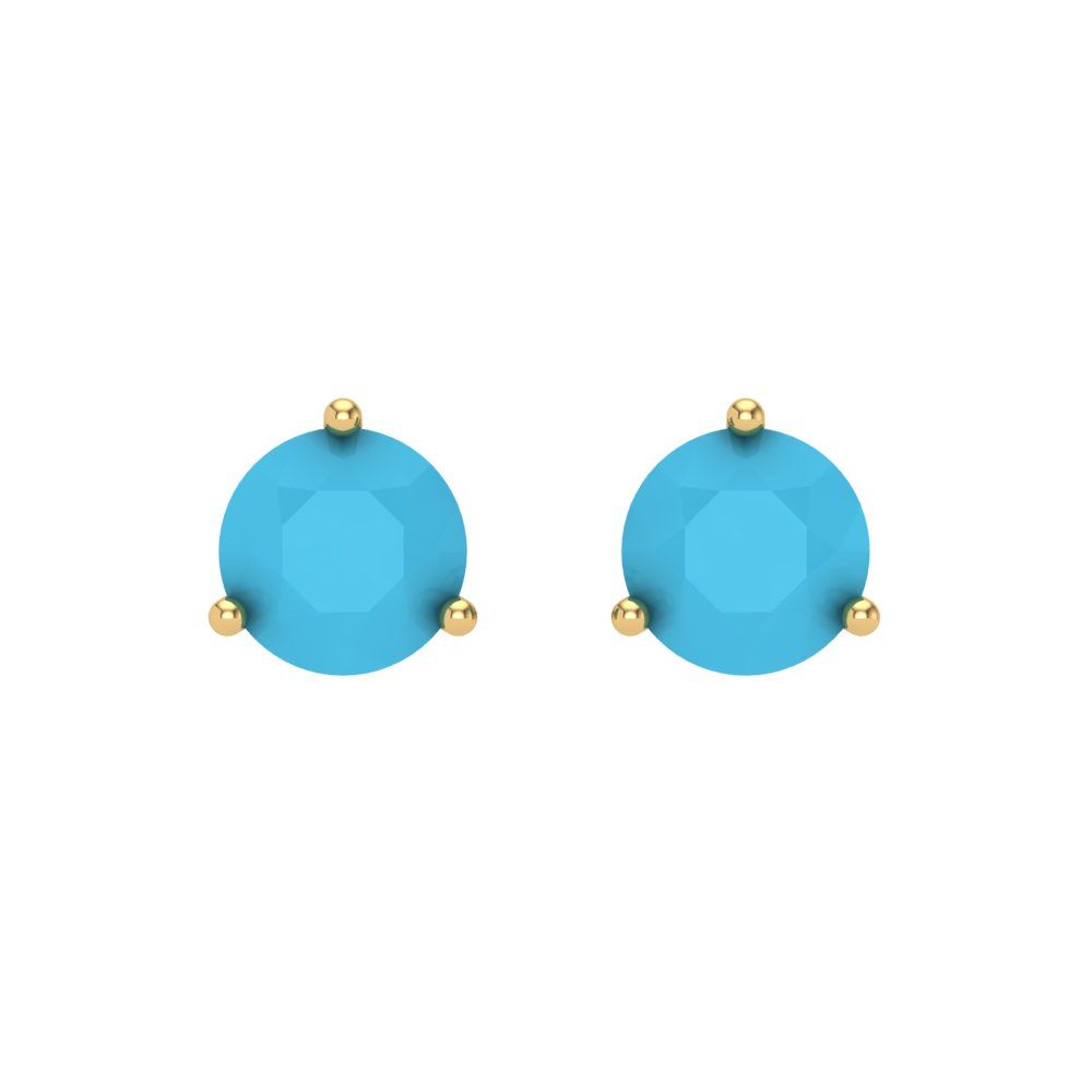 1.5 ctw Turquoise Studs Earrings | 6mm Round Cut White Gold Screw back | December Birthstone