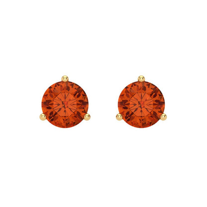 1.5 ctw Red Zirconia Studs Earrings | 6mm Round Cut White Gold Screw back | April Birthstone
