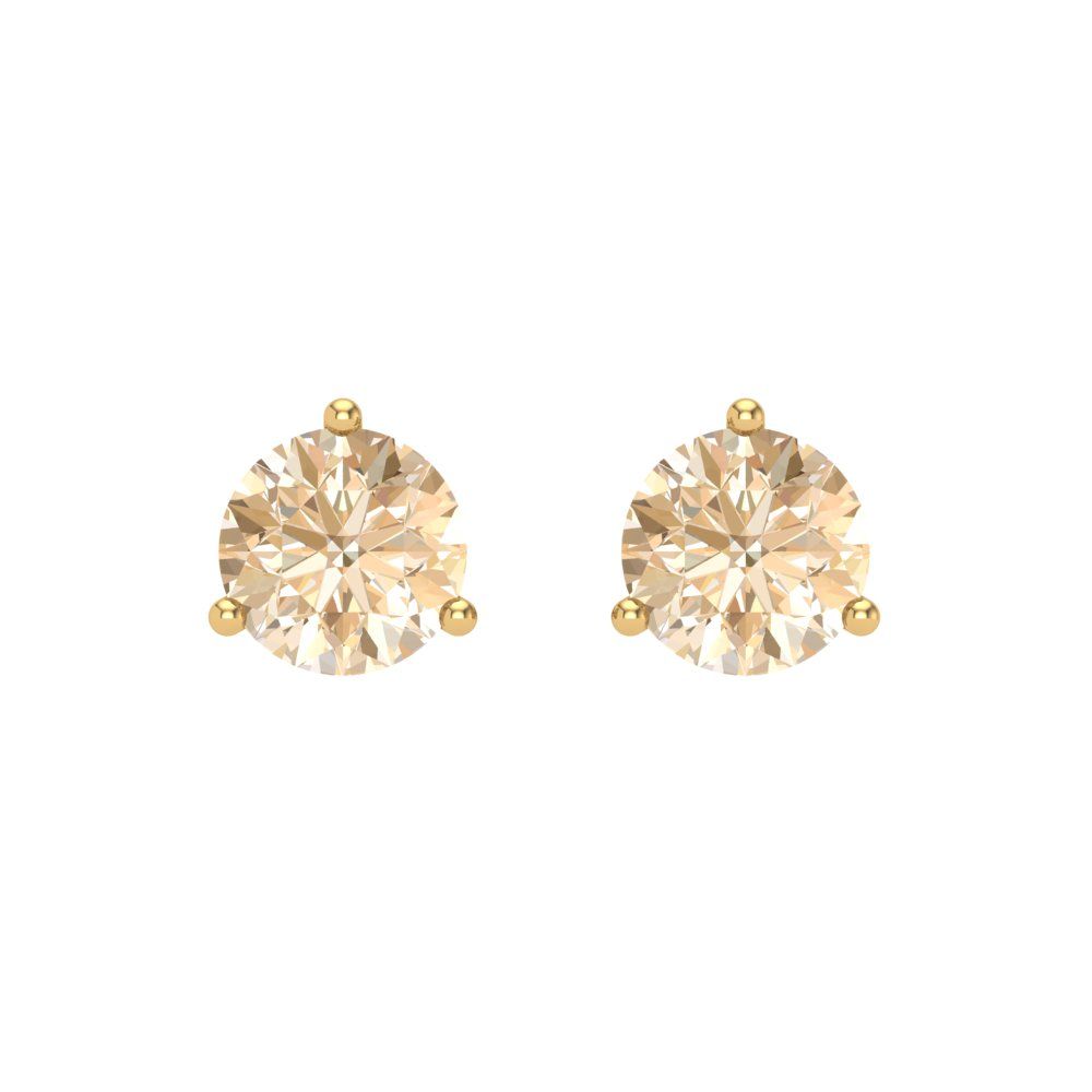 1.5 ctw Morganite Studs Earrings | 6mm Round Cut White Gold Screw back | February Birthstone