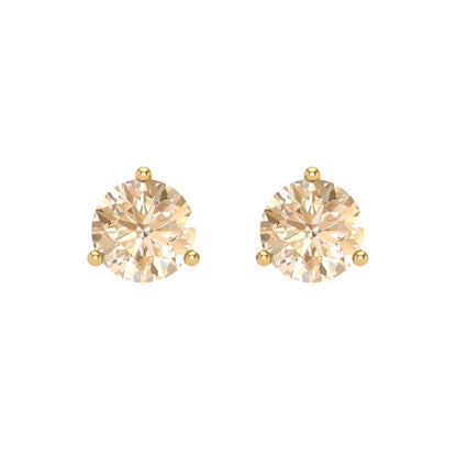 1.5 ctw Morganite Studs Earrings | 6mm Round Cut White Gold Screw back | February Birthstone