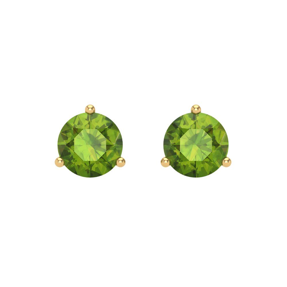 1.5 ctw Peridot Studs Earrings | 6mm Round Cut White Gold Screw back | August Birthstone