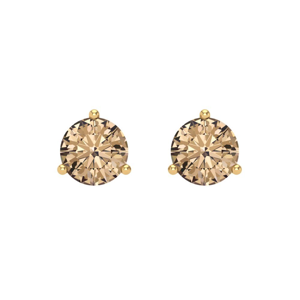 1.5 ctw Yellow Moissanite Studs Earrings | 6mm Round Cut White Gold Screw back | April Birthstone