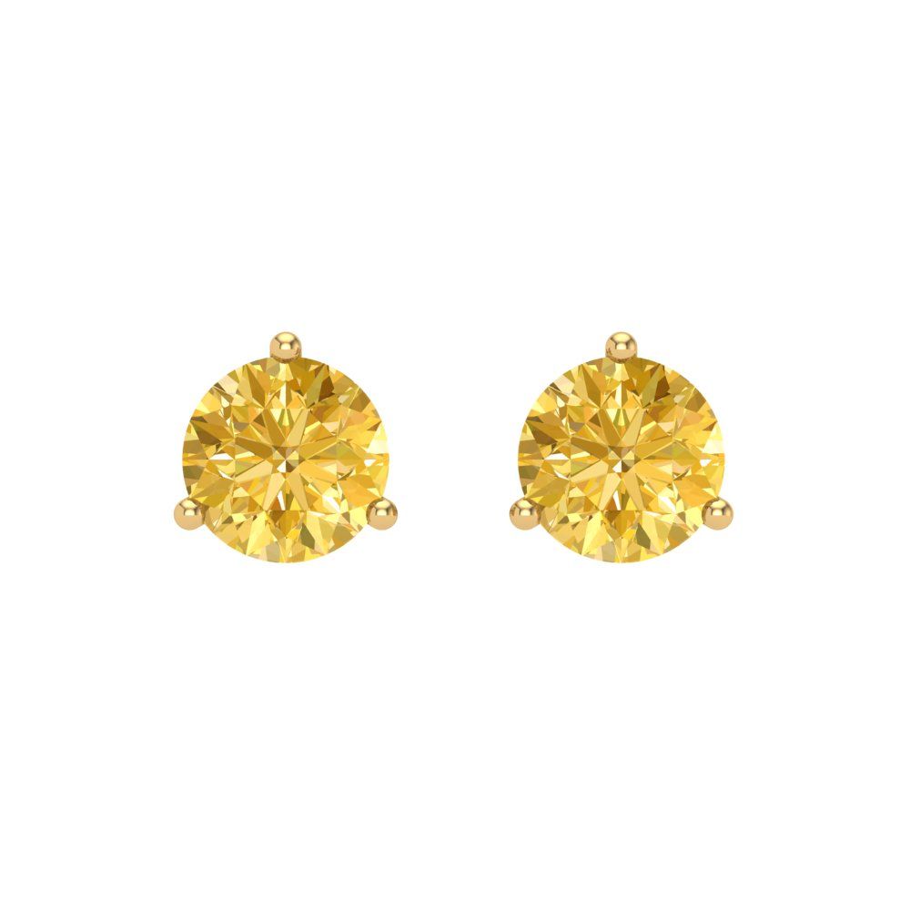 1.5 ctw Citrine Studs Earrings | 6mm Round Cut White Gold Screw back | November Birthstone