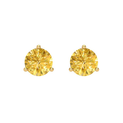 1.5 ctw Citrine Studs Earrings | 6mm Round Cut White Gold Screw back | November Birthstone