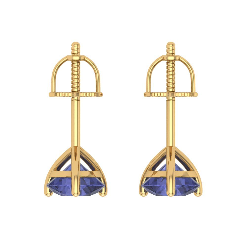 1.5 ctw Tanzanite Studs Earrings | 6mm Round Cut White Gold Screw back | December Birthstone