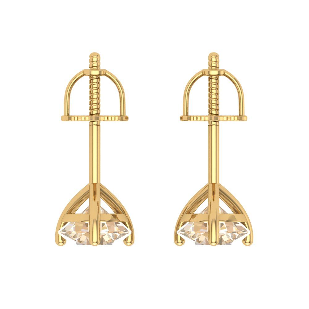 1.5 ctw Morganite Studs Earrings | 6mm Round Cut White Gold Screw back | February Birthstone