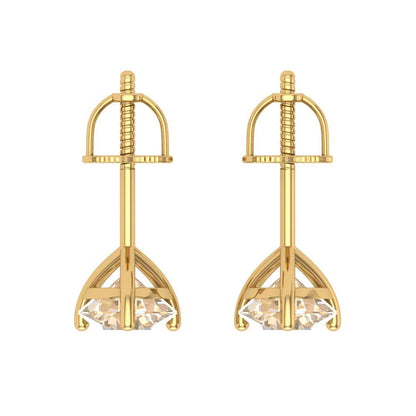 1.5 ctw Morganite Studs Earrings | 6mm Round Cut White Gold Screw back | February Birthstone