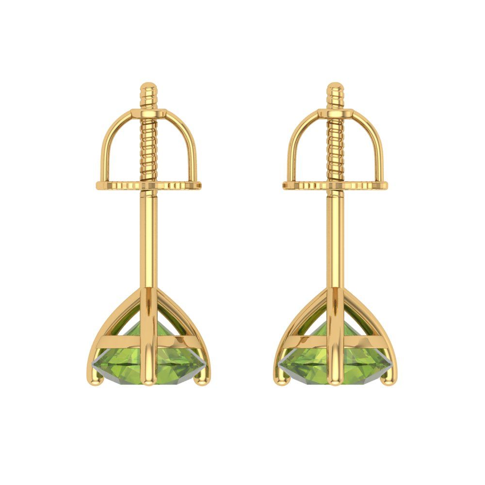 1.5 ctw Peridot Studs Earrings | 6mm Round Cut White Gold Screw back | August Birthstone