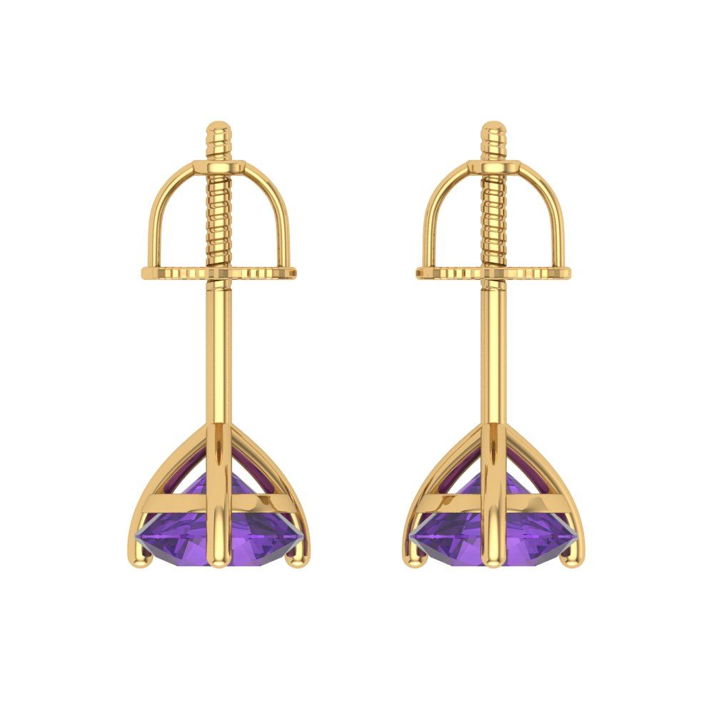 1.5cttw Amethyst Gold-Plated 925 Silver Screw Back Stud Earrings