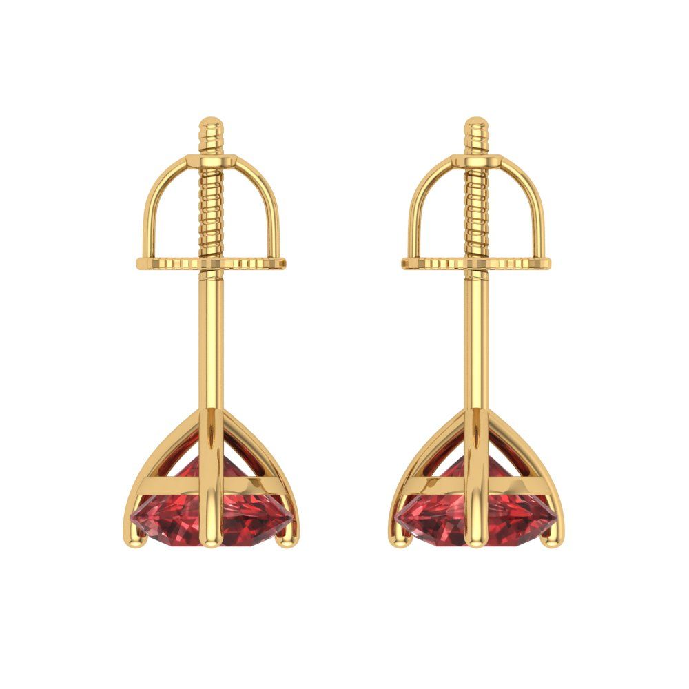 1.5 ctw Garnet Studs Earrings | 6mm Round Cut White Gold Screw back | January Birthstone