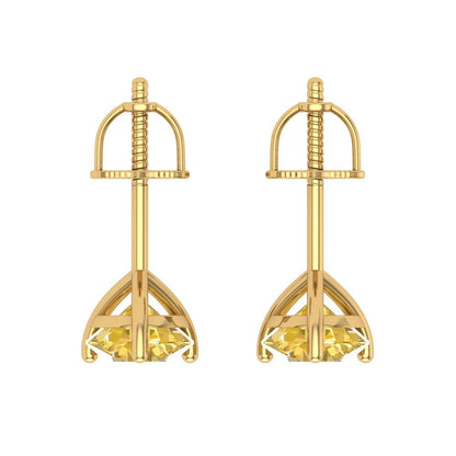 1.5 ctw Citrine Studs Earrings | 6mm Round Cut White Gold Screw back | November Birthstone
