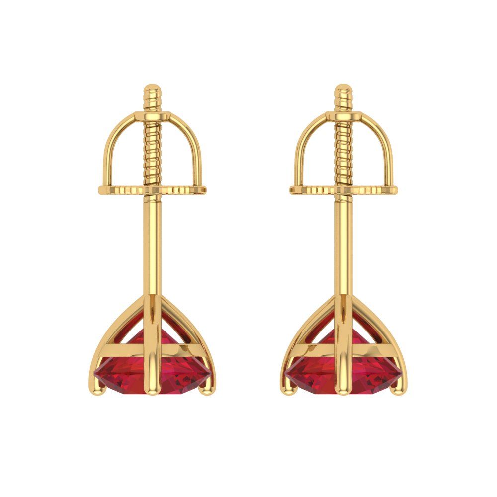 1.5 ctw Pink Tourmaline Studs Earrings | 6mm Round Cut White Gold Screw back | April Birthstone