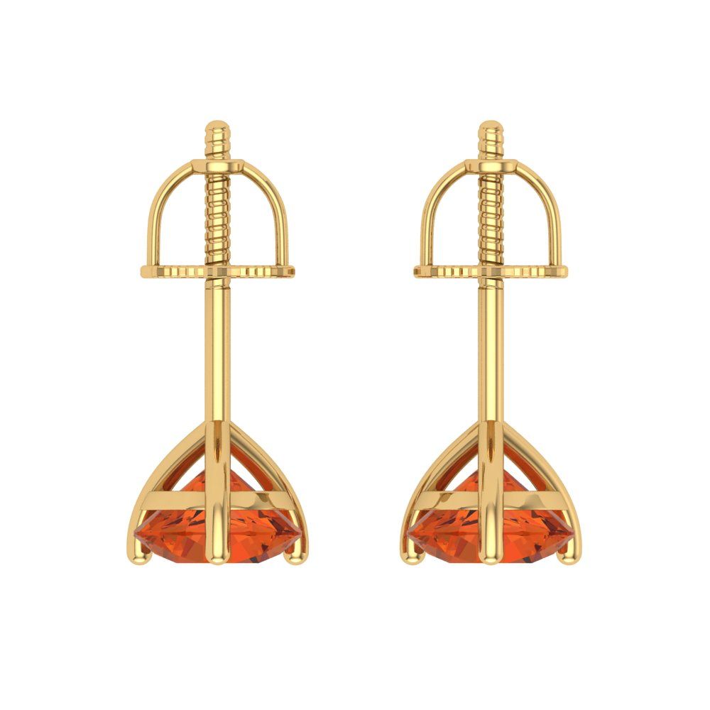 1.5 ctw Red Zirconia Studs Earrings | 6mm Round Cut White Gold Screw back | April Birthstone