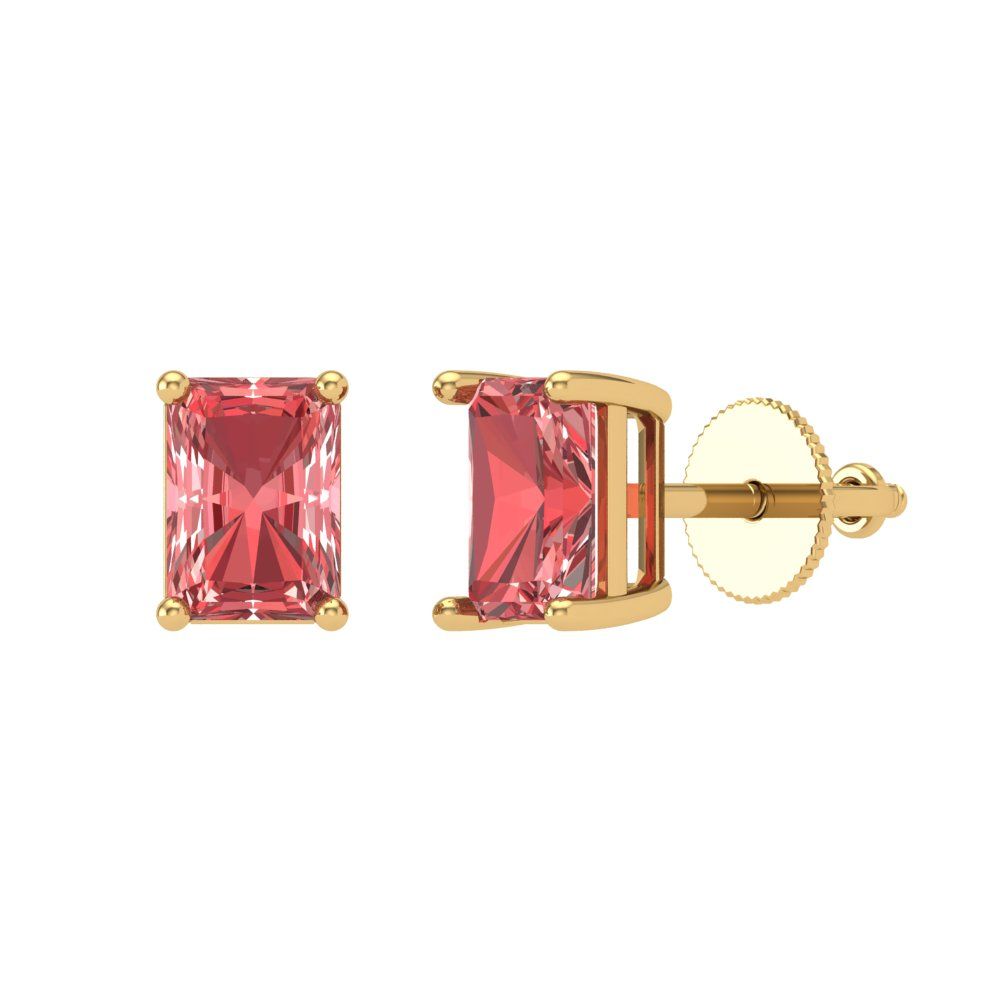 1 ctw Garnet Studs Earrings | 6x4mm Emerald Cut White Gold Screw back | January Birthstone