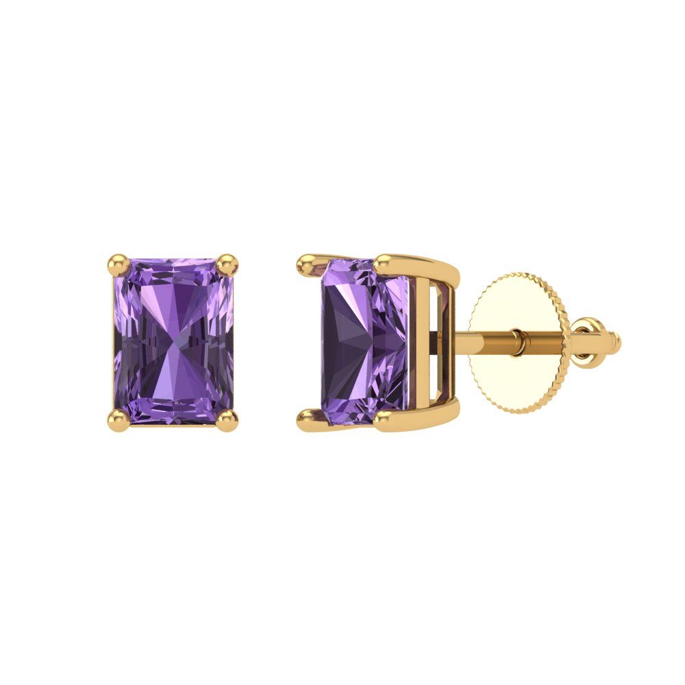 1cttw Alexandrite Gold-Plated 925 Silver Screw Back Stud Earrings
