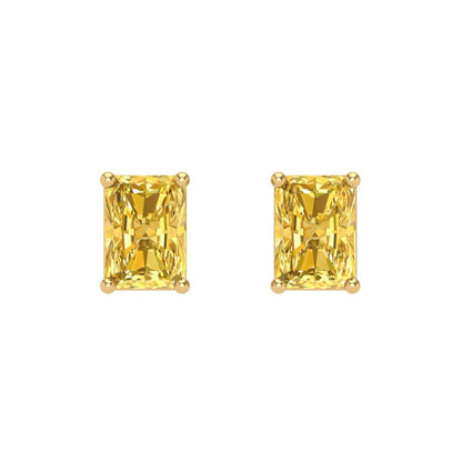 1 ctw Citrine Studs Earrings | 6x4mm Emerald Cut White Gold Screw back | November Birthstone