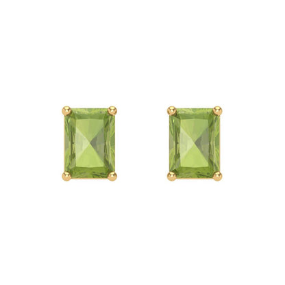 1 ctw Peridot Studs Earrings | 6x4mm Emerald Cut White Gold Screw back | August Birthstone