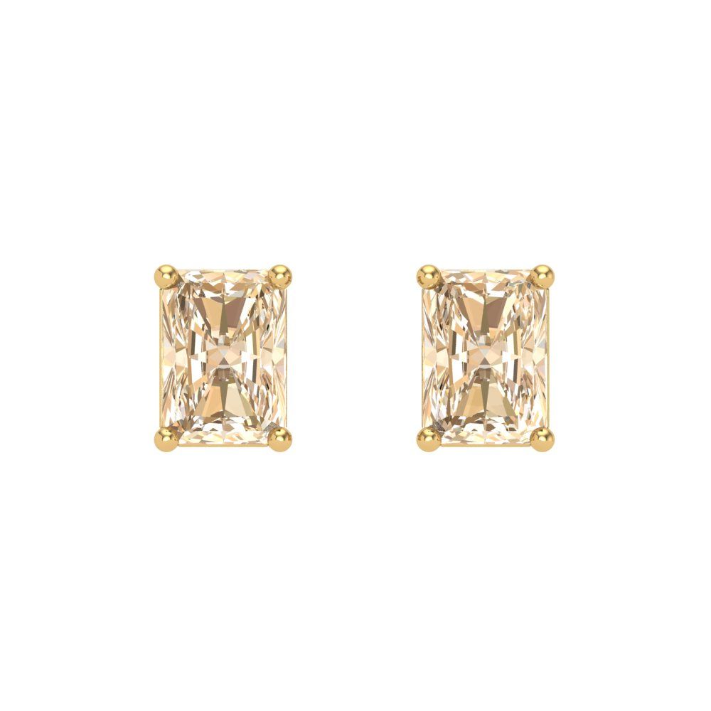 1 ctw Morganite Studs Earrings | 6x4mm Emerald Cut White Gold Screw back | February Birthstone