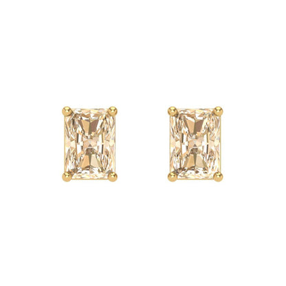 1 ctw Morganite Studs Earrings | 6x4mm Emerald Cut White Gold Screw back | February Birthstone