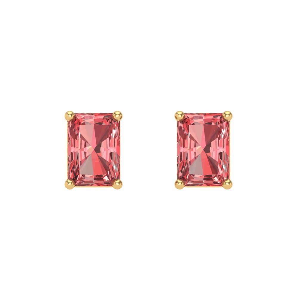 1 ctw Garnet Studs Earrings | 6x4mm Emerald Cut White Gold Screw back | January Birthstone