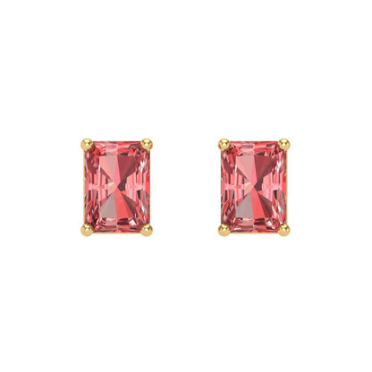 1 ctw Garnet Studs Earrings | 6x4mm Emerald Cut White Gold Screw back | January Birthstone