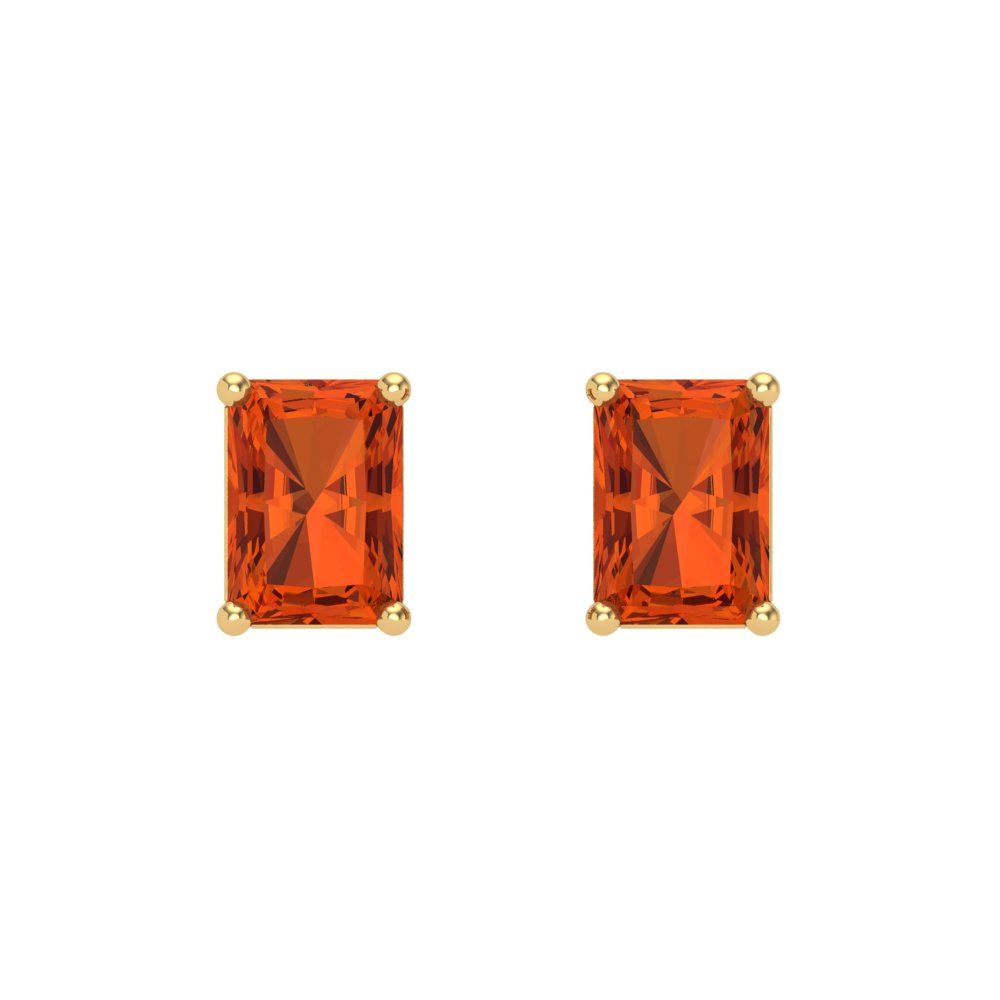 1 ctw Red Zirconia Studs Earrings | 6x4mm Emerald Cut White Gold Screw back | April Birthstone