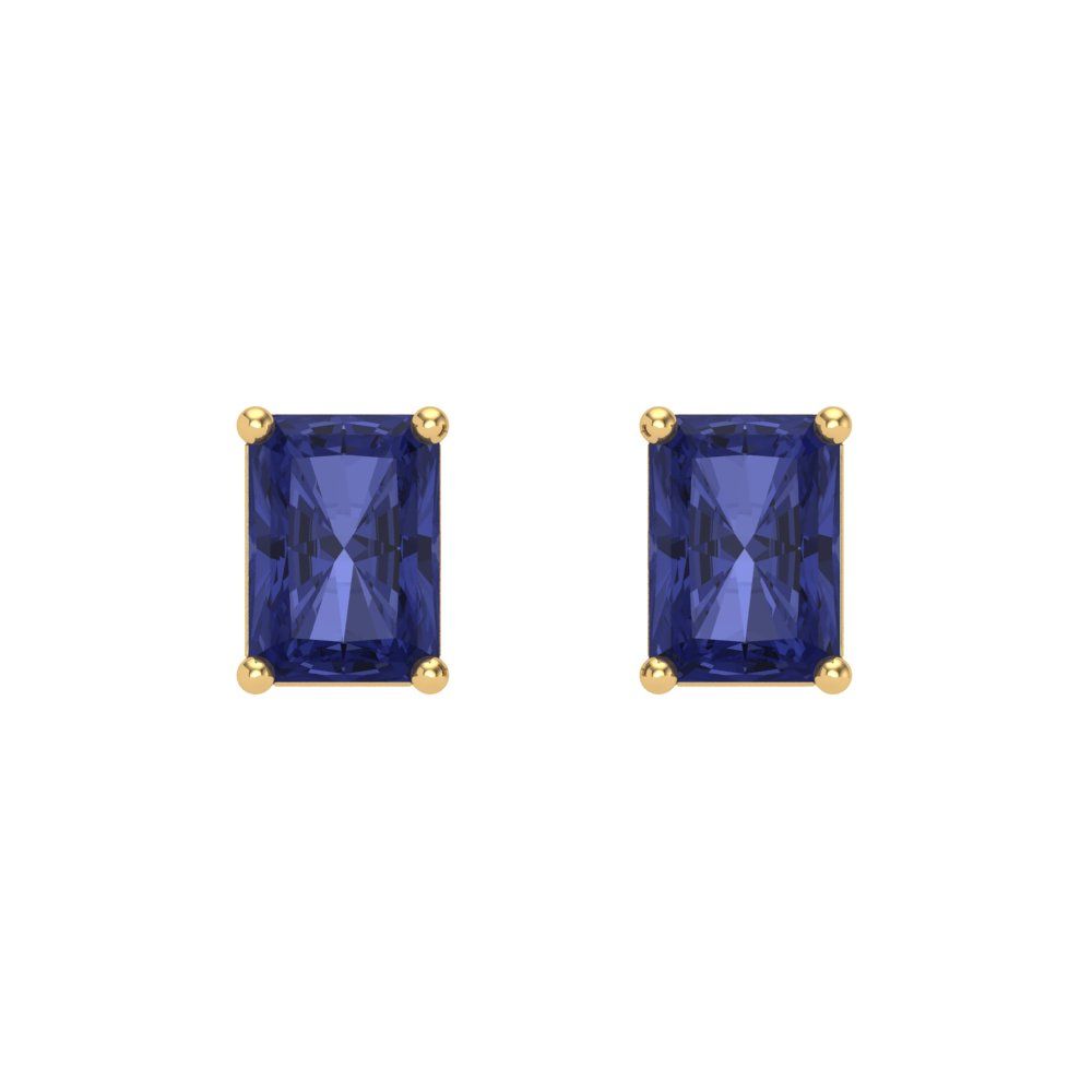 1 ctw Tanzanite Studs Earrings | 6x4mm Emerald Cut White Gold Screw back | December Birthstone
