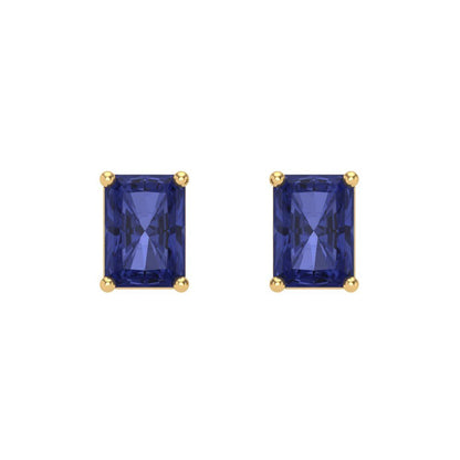 1 ctw Tanzanite Studs Earrings | 6x4mm Emerald Cut White Gold Screw back | December Birthstone