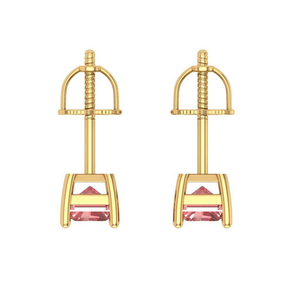 1 ctw Garnet Studs Earrings | 6x4mm Emerald Cut White Gold Screw back | January Birthstone