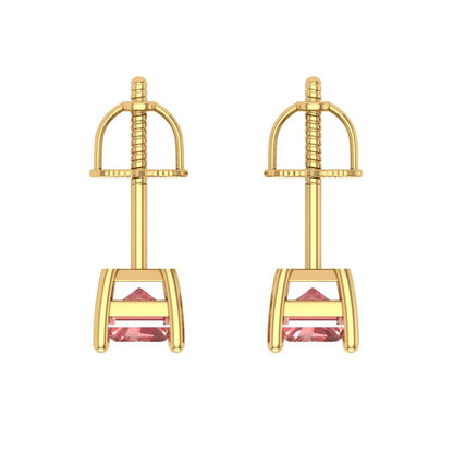 1 ctw Garnet Studs Earrings | 6x4mm Emerald Cut White Gold Screw back | January Birthstone