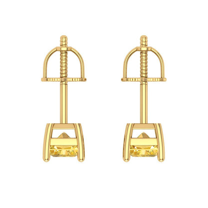 1 ctw Citrine Studs Earrings | 6x4mm Emerald Cut White Gold Screw back | November Birthstone