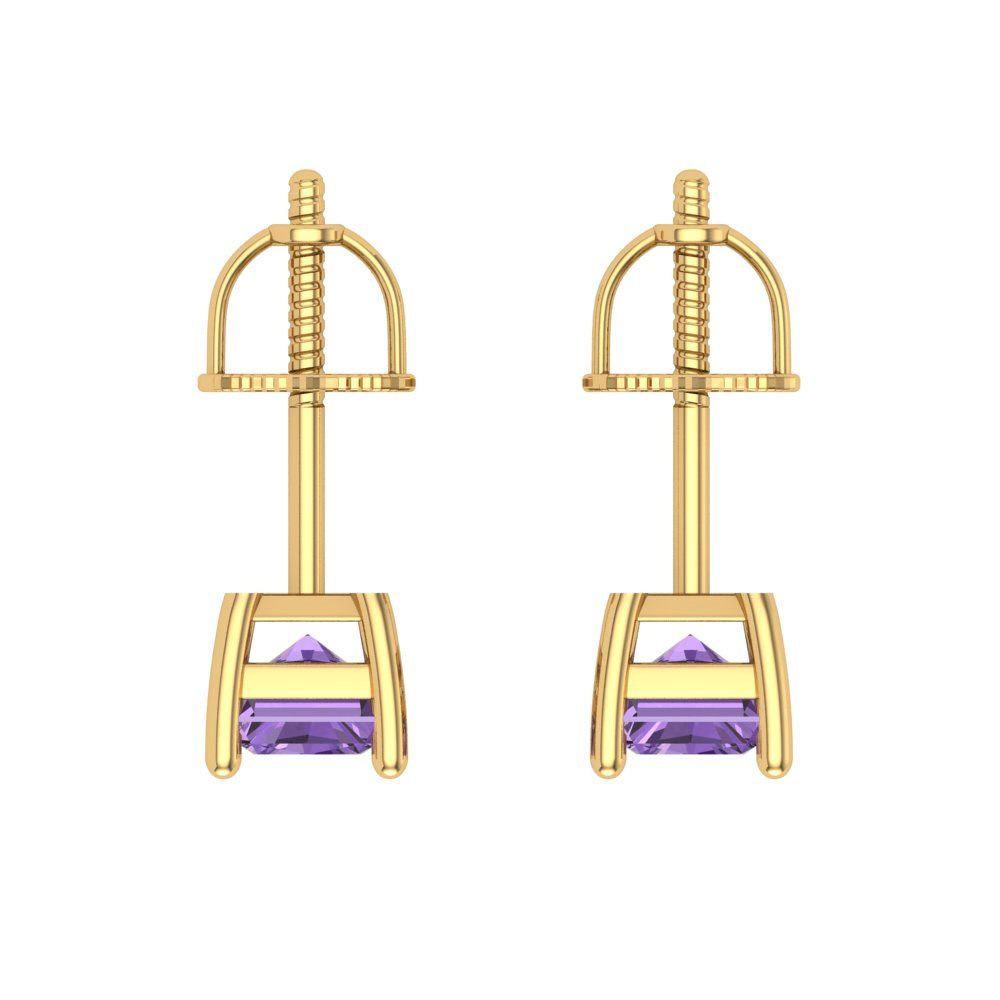 1cttw Alexandrite Gold-Plated 925 Silver Screw Back Stud Earrings