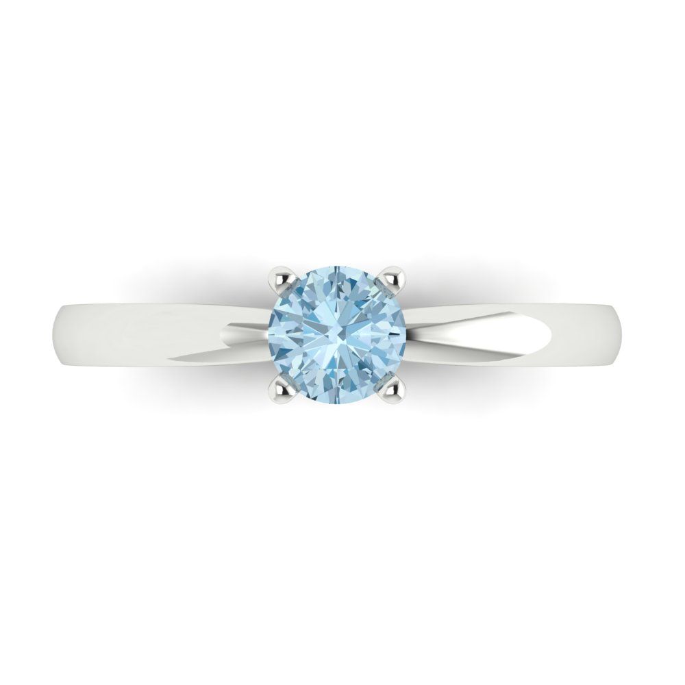 0.5 cttw Natural Aquamarine Solitaire  Engagement Ring - Solid Gold (Round Cut,5.0mm)