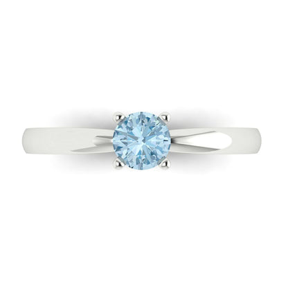 0.5 cttw Natural Aquamarine Solitaire  Engagement Ring - Solid Gold (Round Cut,5.0mm)