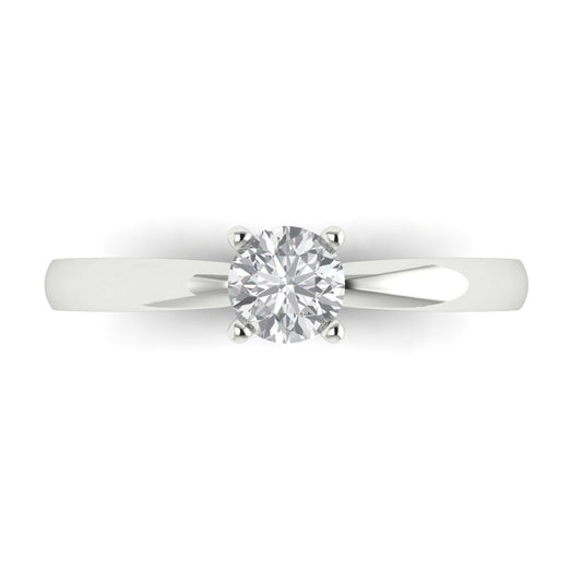 0.5 cttw Zirconia Simulated Diamond Solitaire  Engagement Ring - Solid White Gold (VVS1, Round Cut,5.0mm)