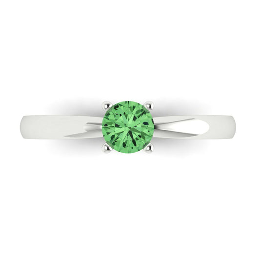 0.5 cttw Zirconia Simulated Green Diamond Solitaire  Engagement Ring - Solid White Gold (VVS1, Round Cut,5.0mm)