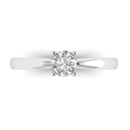 0.5 cttw Certified Moissanite Solitaire  Engagement Ring - Solid Gold (VVS1, D-F,Round Cut,5.0mm)