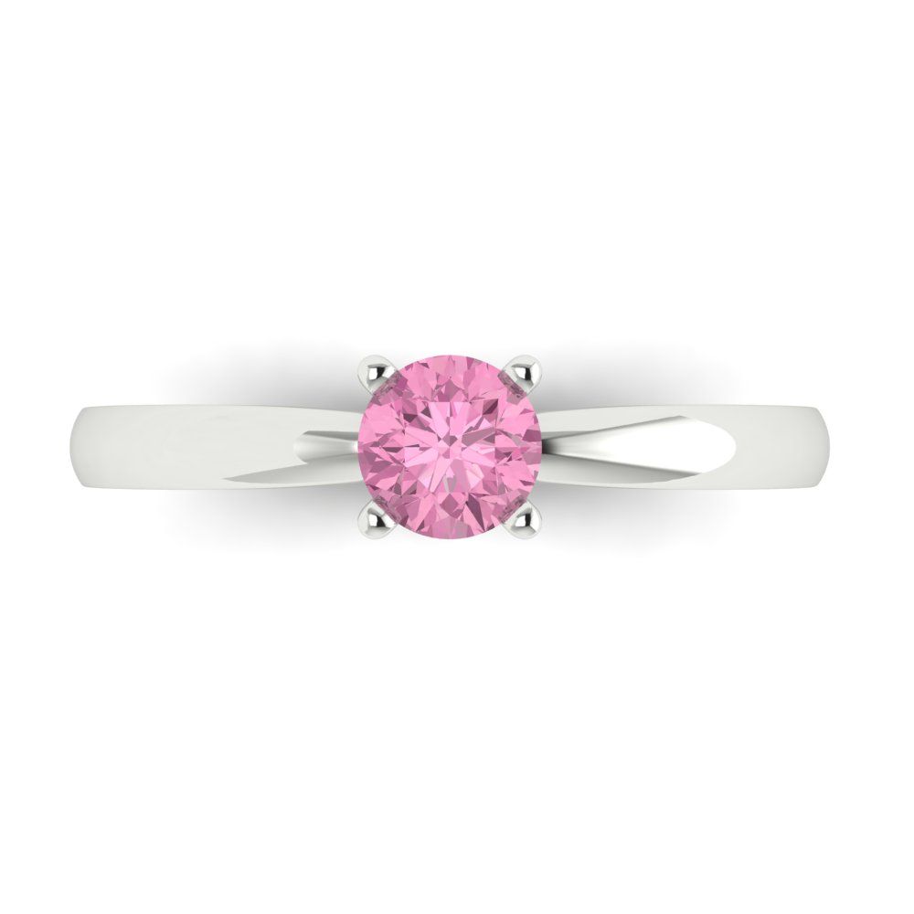 0.5 cttw Zirconia Simulated Pink Diamond Solitaire  Engagement Ring - Solid Gold (VVS1, Round Cut,5.0mm)