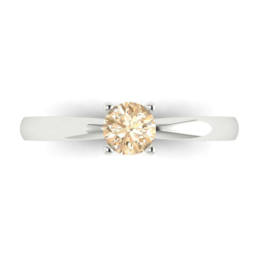 0.5 cttw Natural Morganite Solitaire  Engagement Ring - Solid White Gold (VVS1, Round Cut,5.0mm)