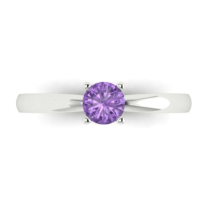 0.5 cttw Simulated Alexandrite Solitaire  Engagement Ring - Solid Gold (Round Cut,5.0mm)