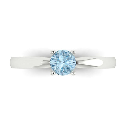 0.5 cttw Natural Swiss Blue Topaz Solitaire  Engagement Ring - Solid White Gold (VVS1, Round Cut,5.0mm)