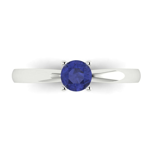 0.5 cttw Simulated Tanzanite Solitaire  Engagement Ring - Solid White Gold (VVS1, Round Cut,5.0mm)