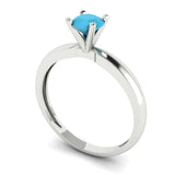 0.5 ct Brilliant Round Cut Simulated Turquoise Stone White Gold Solitaire Ring