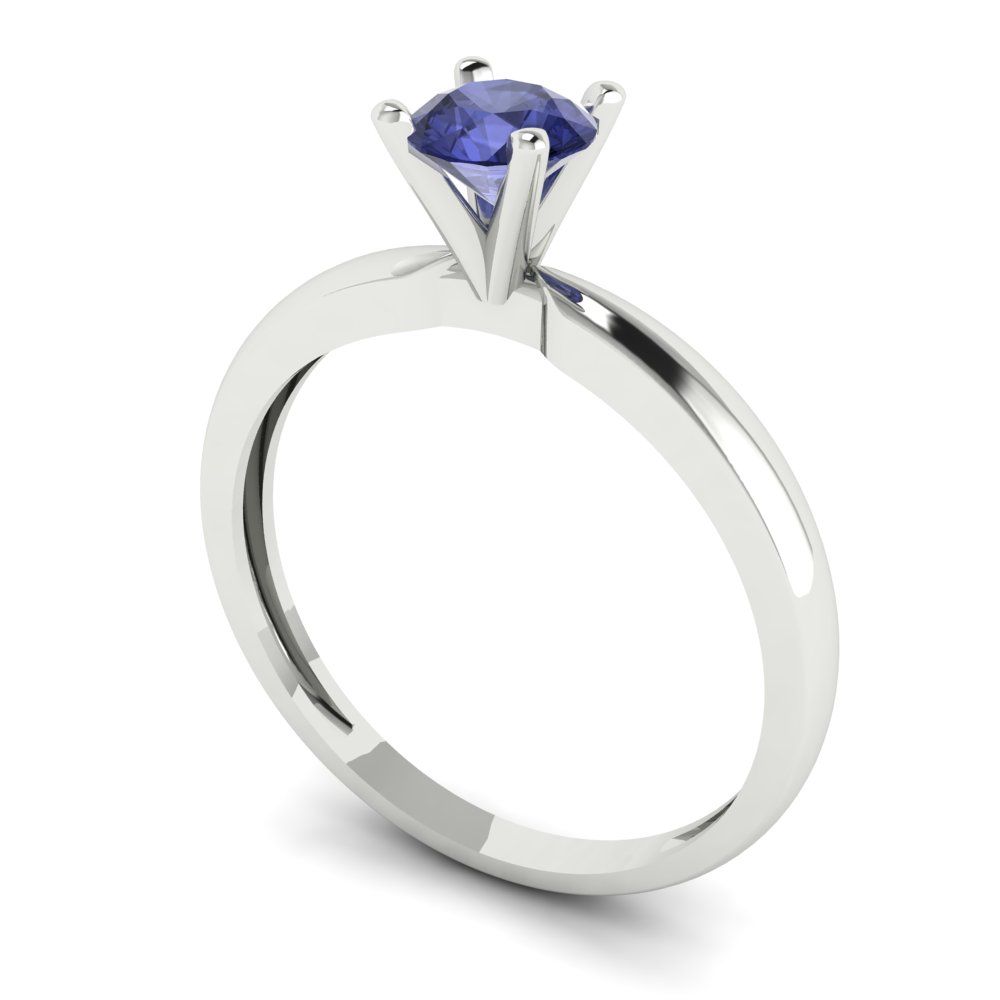 0.5 cttw Simulated Tanzanite Solitaire  Engagement Ring - Solid Gold (Round Cut,5.0mm)