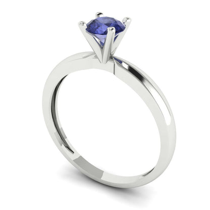 0.5 cttw Simulated Tanzanite Solitaire  Engagement Ring - Solid Gold (Round Cut,5.0mm)